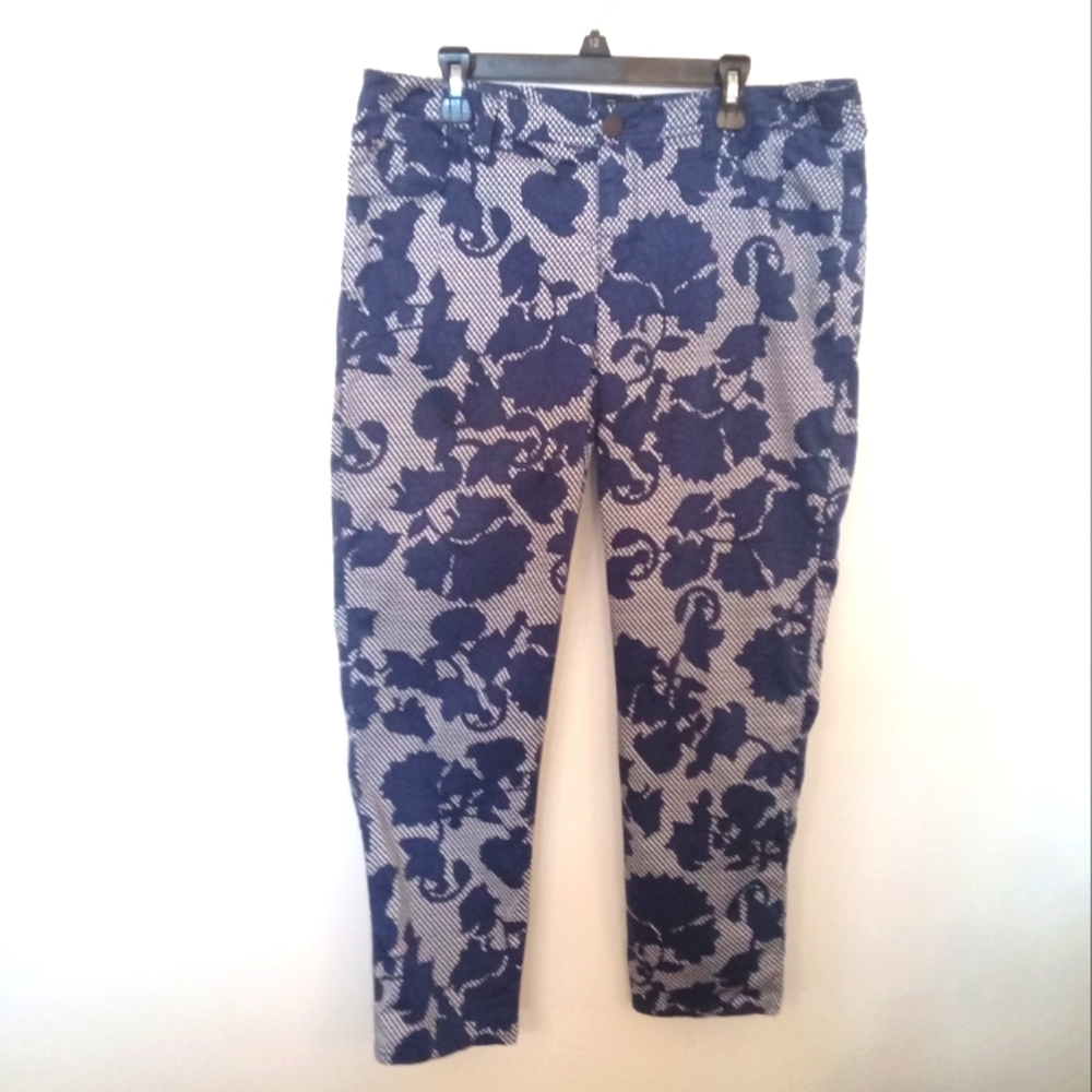 ARMANI Jeans Women's Blue & White Freesia Floral Lowrise Capri Pants Size 29